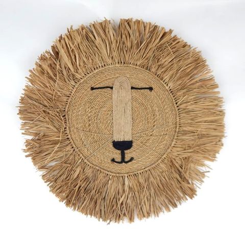 Raffia Lion Large Natural 50cm dia