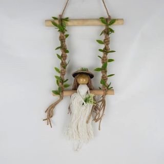 Angel on Swing w Vines Cream 22cm x 35cm