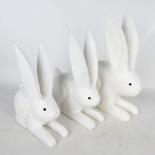 Rabbits Crouching s/3 Whitewash 15x21/17x25/20x27cm h