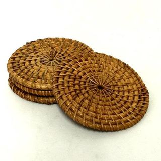 Lombok Coaster s/4 Antik Brown 10cm dia