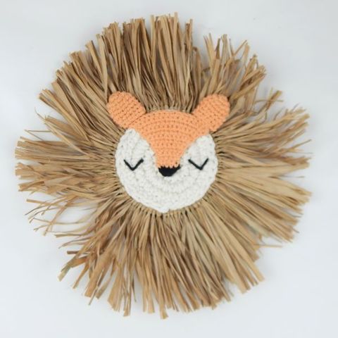 Raffia Fox w Eyes closed 40cm dia