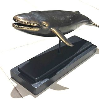 Brass Whale on Stand 24cm x 11cm x 14cm h DUE JUNE