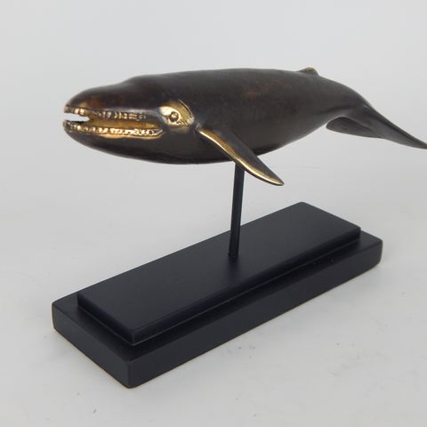 Brass Whale on Stand 24cm x 11cm x 14cm h