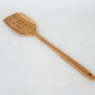 Teak Stirring Spoon w Holes 8cm x 35cm long