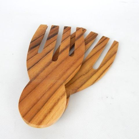 Teak Short Salad Servers 9cm x 18cm