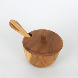 Teak Vessel w Lid Small 8cm x 6cm h