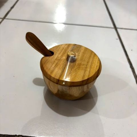Teak Vessel w Lid Small 8cm x 6cm h DUE JUNE