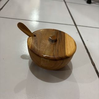 Teak Vessel w Lid Large 10cm x 6cm h DUE JUNE
