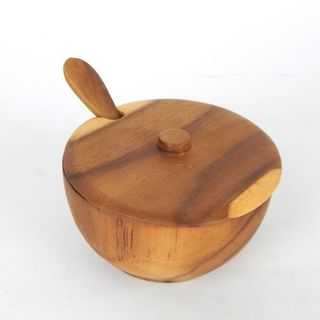 Teak Vessel w Lid Large 10cm x 6cm h