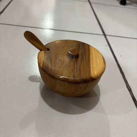 Teak Vessel w Lid Large 10cm x 6cm h DUE JUNE
