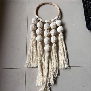 Bola Macrame Hanging w Circle Cream 23cm x 65cm DUE JUNE