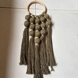 Bola Macrame Hanging w Circle Khaki 23cm x 65cm DUE JUNE