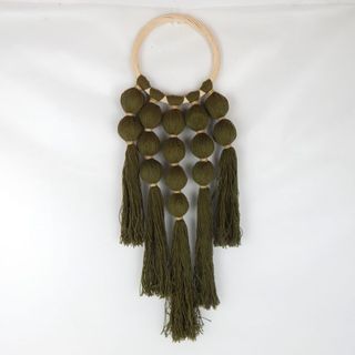 Bola Macrame Hanging w Circle Khaki 23cm x 65cm