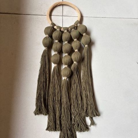 Bola Macrame Hanging w Circle Khaki 23cm x 65cm DUE JUNE
