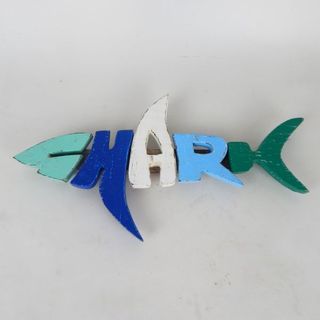 Wooden Shark SIgn 20cm x 40cm wide