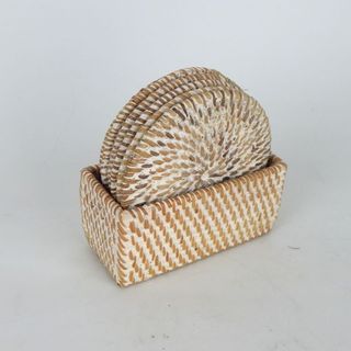 Lombok Coaster Set Whitewash 6cm x 5cm x 12cm