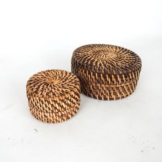 Lombok Containers w Lid s/2 9cm x 5cm / 13cm x 6cm h