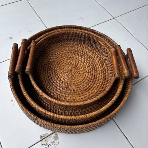 Lombok Trays w Handles 27cm / 32cm / 36cm dia DUE JUNE