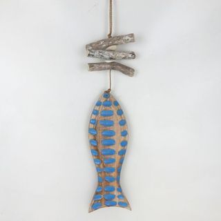 Wooden Spotty Fish Light Blue 10cm x 35cm
