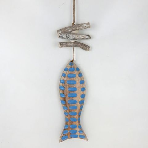 Wooden Spotty Fish Light Blue 10cm x 35cm