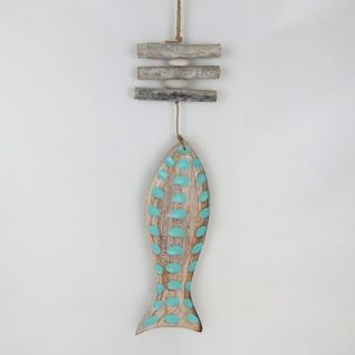 Wooden Spotty Fish Sea Green 10cm x 35cm