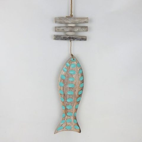 Wooden Spotty Fish Sea Green 10cm x 35cm