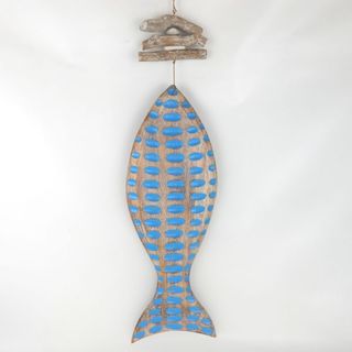 Wooden Spotty Fish Large Light Blue 20cm x 70cm long