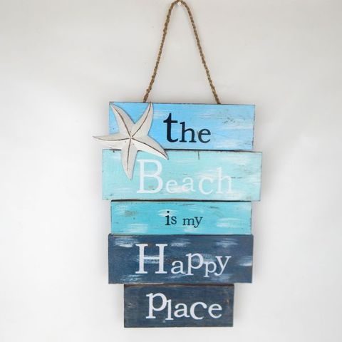 Sign "The beach is my happy place" 30cm x 40cm high