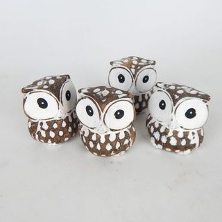 Mini Owls s/4 Greywash 6cm x 6cm h