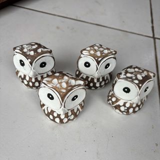 Mini Owls s/4 Greywash 6cm x 6cm h DUE JUNE