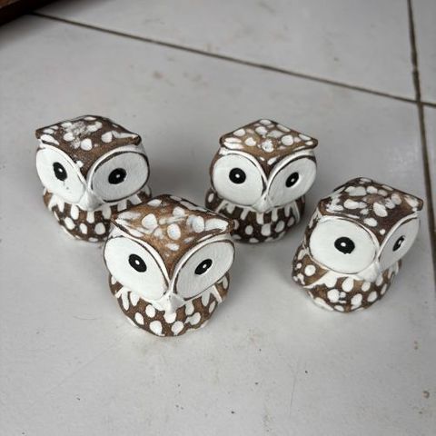 Mini Owls s/4 Greywash 6cm x 6cm h DUE JUNE