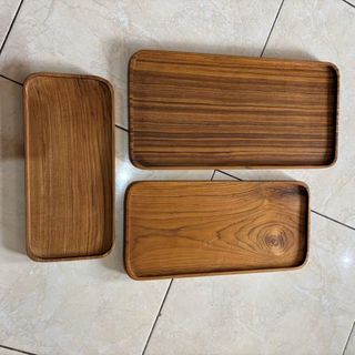 Teak Rectangular Platters s/3 14x30/17x35/20x40cm h DUE JUNE