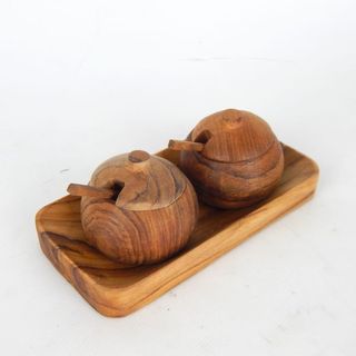 Teak Salt & Pepper Containers s/2 15cm x 7cm high