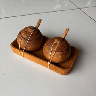 Teak Salt & Pepper Containers s/2 15cm x 7cm high DUE JUNE