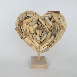 Driftwood Heart on Stand 20cm x 20cm h DUE JUNE