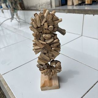 Driftwood Seahorse on Stand 10cm x 25cm h DUE JUNE