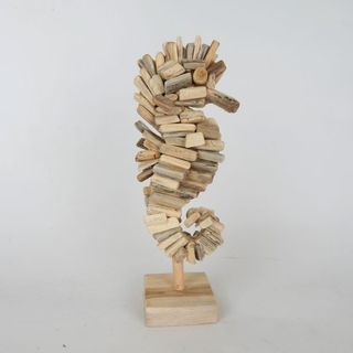 Driftwood Seahorse on Stand 10cm x 25cm h DUE JUNE