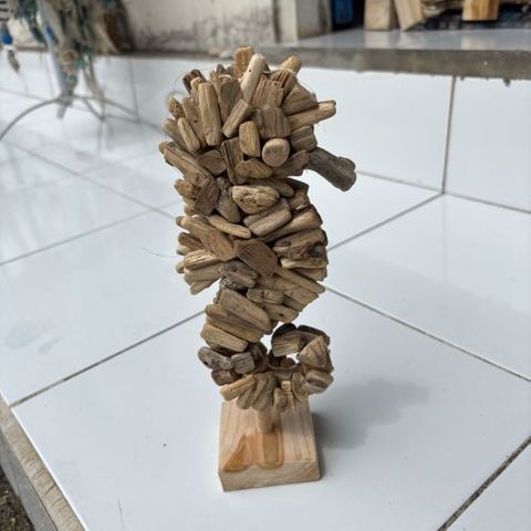 Driftwood Seahorse on Stand 10cm x 25cm h DUE JUNE