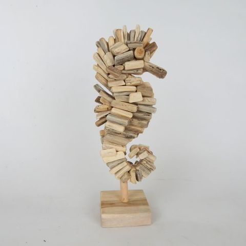 Driftwood Seahorse on Stand 10cm x 25cm h DUE JUNE