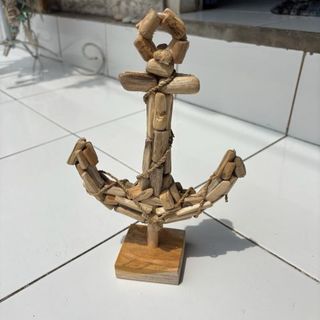 Driftwood Anchor on Stand 15cm x 25cm h DUE JUNE