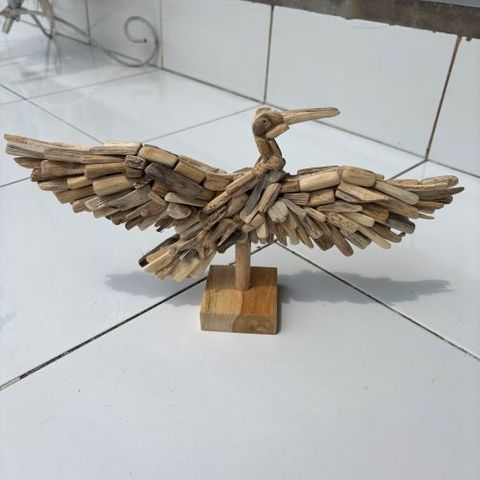 Driftwood Crane on Stand 30cm x 17cm h DUE JUNE
