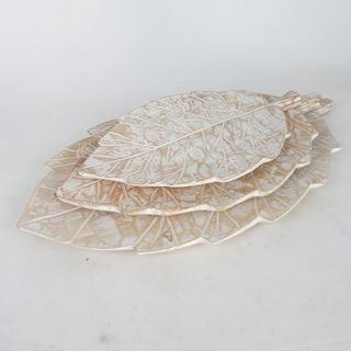 Wooden Leaf Trays s/3 W/Wash 20x33 / 24x40 / 30x50cm