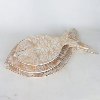Wooden Fish Trays s/3 W/Wash 20x33 / 24x40 / 30x50cm