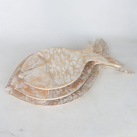 Wooden Fish Trays s/3 W/Wash 20x33 / 24x40 / 30x50cm