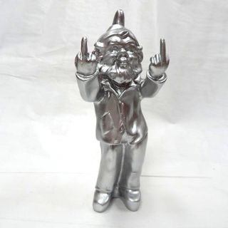 Gnome Double Finger Silver 30cm high