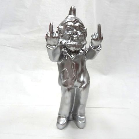 Gnome Double Finger Silver 30cm high