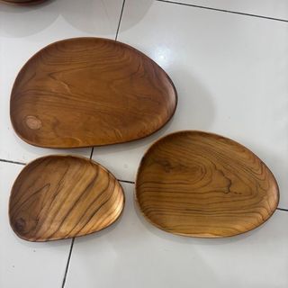 Teak Oval Platters s/3 20x15cm/26x20cm/32x23cm  DUE 20TH MAY