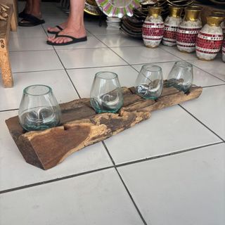 Driftwood Tealight Holder x 4  15cm h x 12cm w x 60cm  DUE 20TH MAY