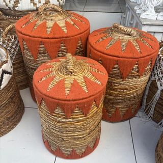 Cati Baskets s/3 Burnt Orange 30 x 50cm / 35 x 55cm / 40 x 60cm h  DUE 20TH MAY