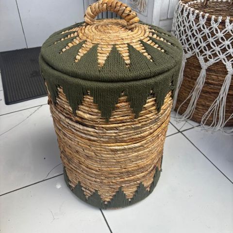 Cati Baskets s/3 Olive Green 30 x 50cm / 35 x 55cm / 40 x 60cm h  DUE 20TH MAY